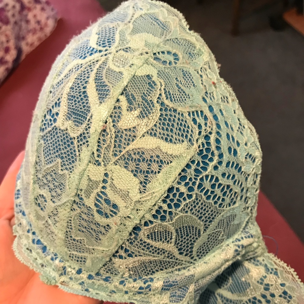 Blue lace PINK VS push-up bra!